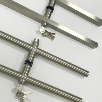 Premium Stainless Steel Square Tube Door Handle with Lock - Secure & Stylish Glass Door Solution