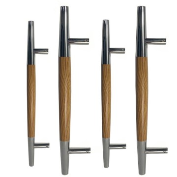 H-Type Tapered Stainless Steel Tube with Wood Glass Door Handle – Refined Strength Meets Organic Elegance