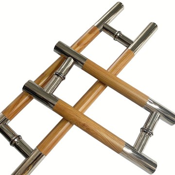 H-Type Stainless Steel Round Tube with Wood Door Handle – Timeless Elegance, Modern Functionality