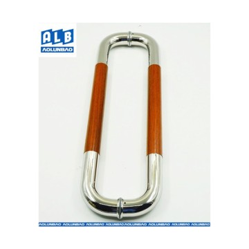 Modern Double Bend Door Handle with Wood Insert