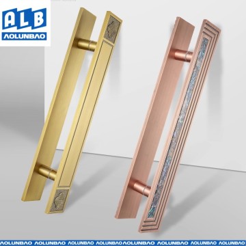 Modern Square Entry Handles with Artistic Carvings and Bronze Hues