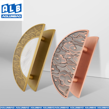 Sculpted Semi-Circular Door Pulls in Durable Bronze-Toned Aluminum
