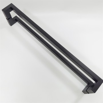 Matte Black Stainless Steel Glass Door Handle with Square Tube and Right-Angle Ends