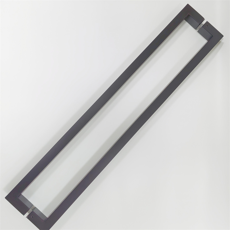 Stainless Steel Glass Door with Matte Black Square Tube Handle