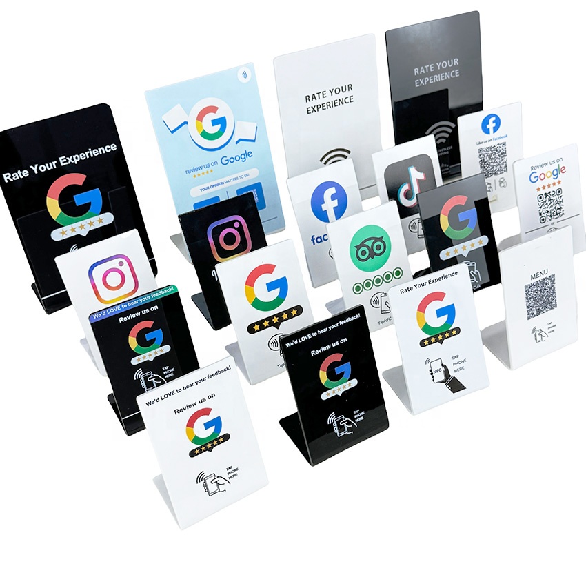 Acrylic NFC Stand Qr Code for google Review Restaurant Menu