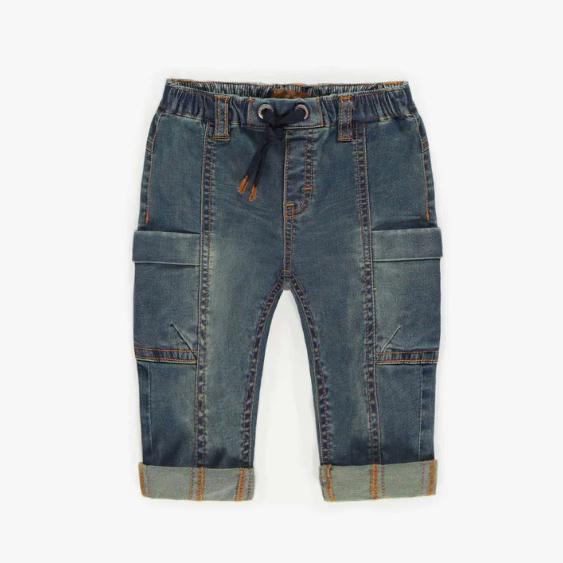 Relaxed Fit Pants In Light Dark Denim, Baby