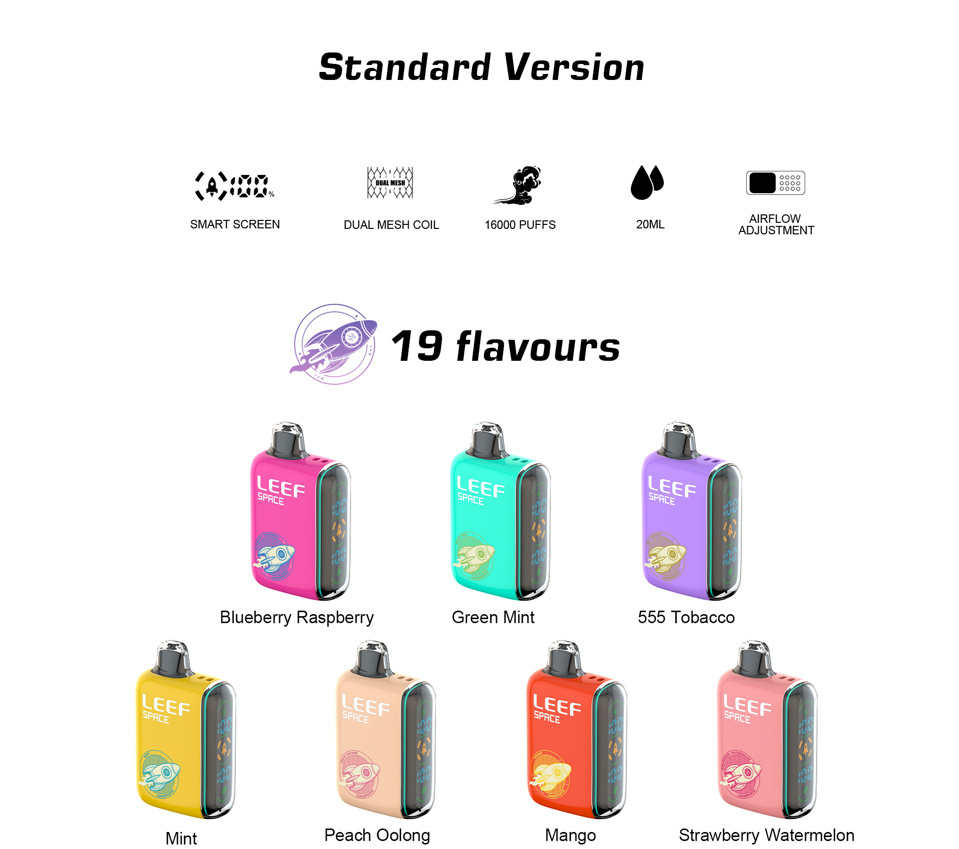 LEEF Space Dual Mesh Coil Disposable Vape with full screen _02ozc