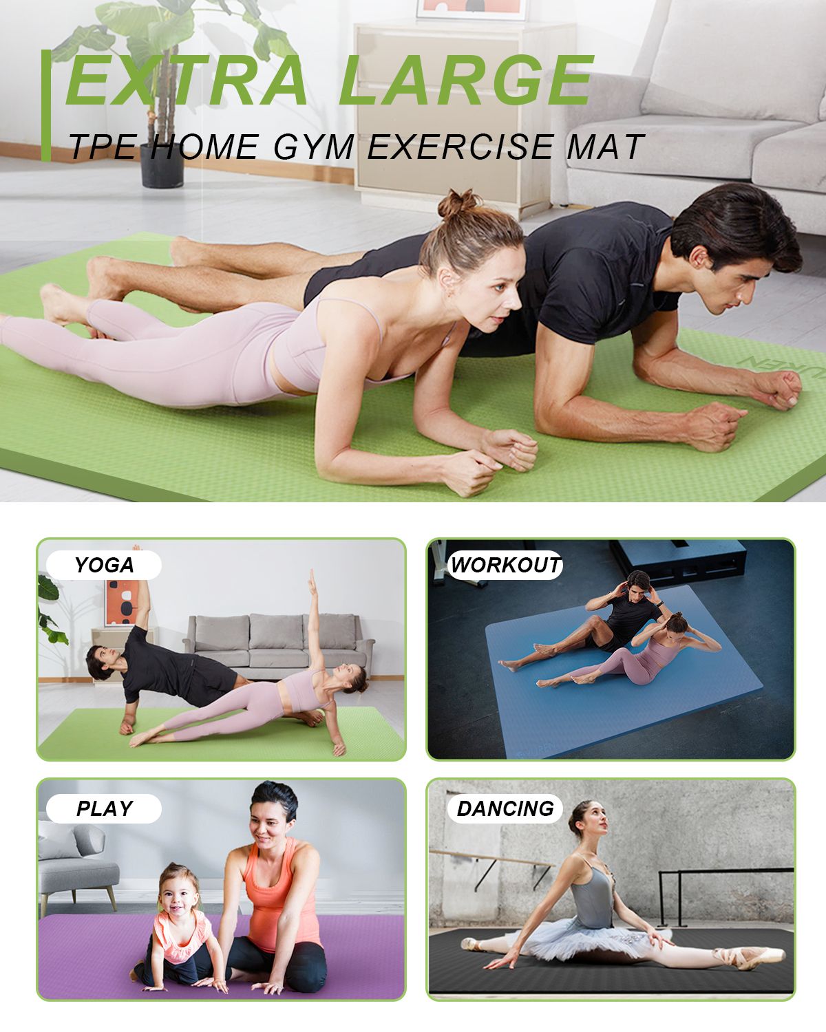 large exercise mat green 4cof
