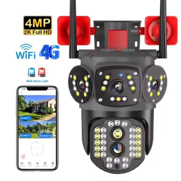 4K Wireless WiFi 4G LTE CCTV PTZ Outdoor Camera V380 Pro Dual Lens 4G Sim Card WiFi Security Camera