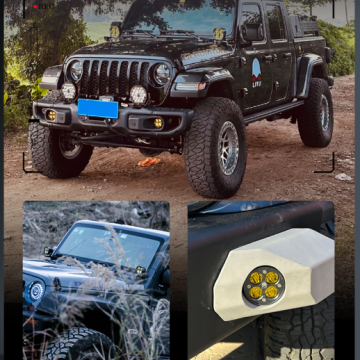 Yellow Round LED Combo Beam Fog Lights Fits For Tacoma Tundra 4Runner Toyota Wrangler Jimny