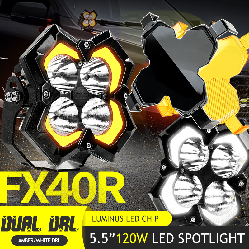 DRL اسپاٹ فلڈ کومبو آف روڈ 120W ڈرائیونگ لائٹس کے ساتھ 5.5'' لیڈ پوڈز