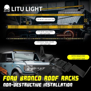 Upper Windshield Roof 52'' LED Light Bar Mounting Bracket for Ford Bronco