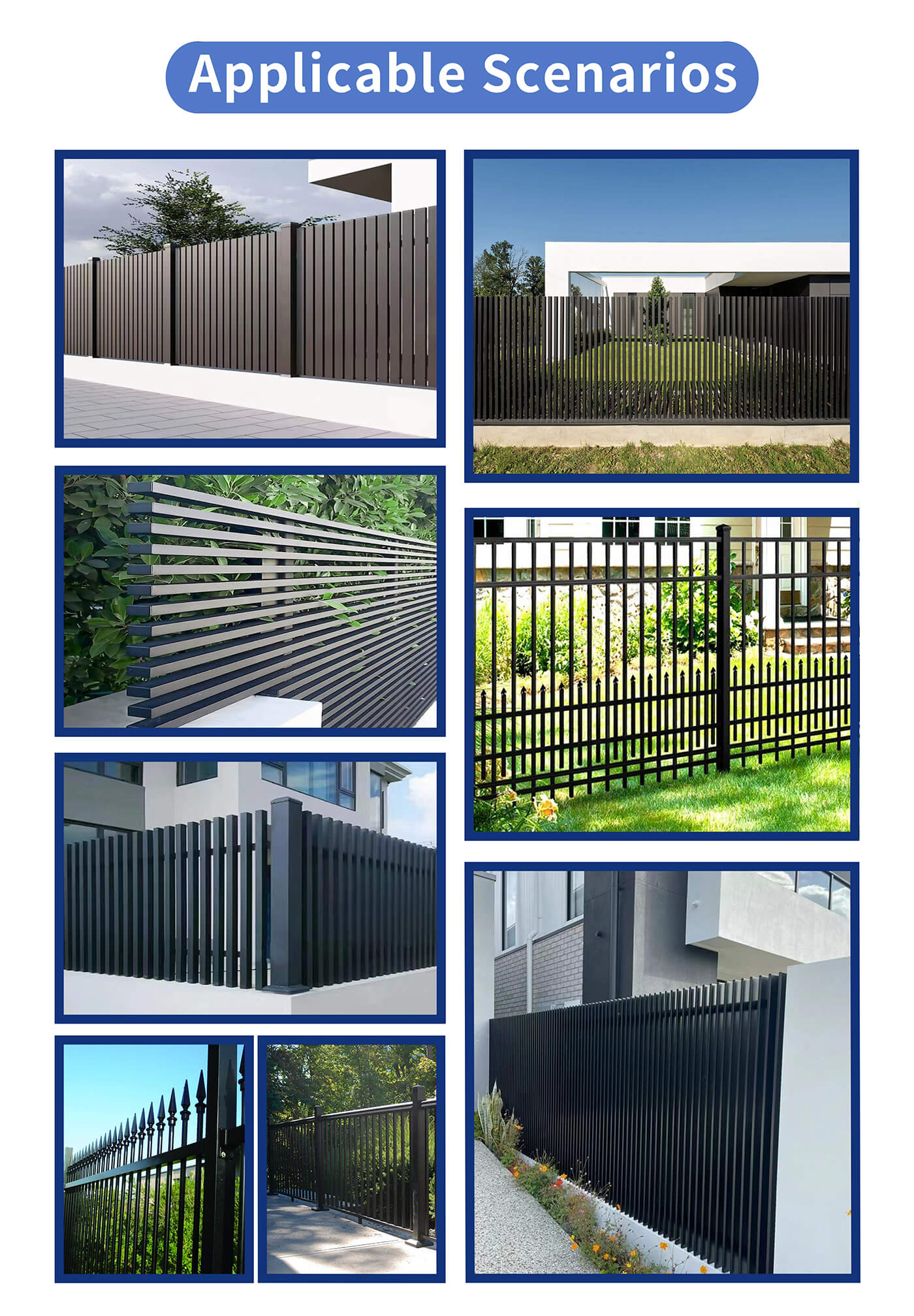 Decorative Anti Climb Outdoor Garden Aluminum Privacy Fence Outdoor Horizontal Slat Fence Panels