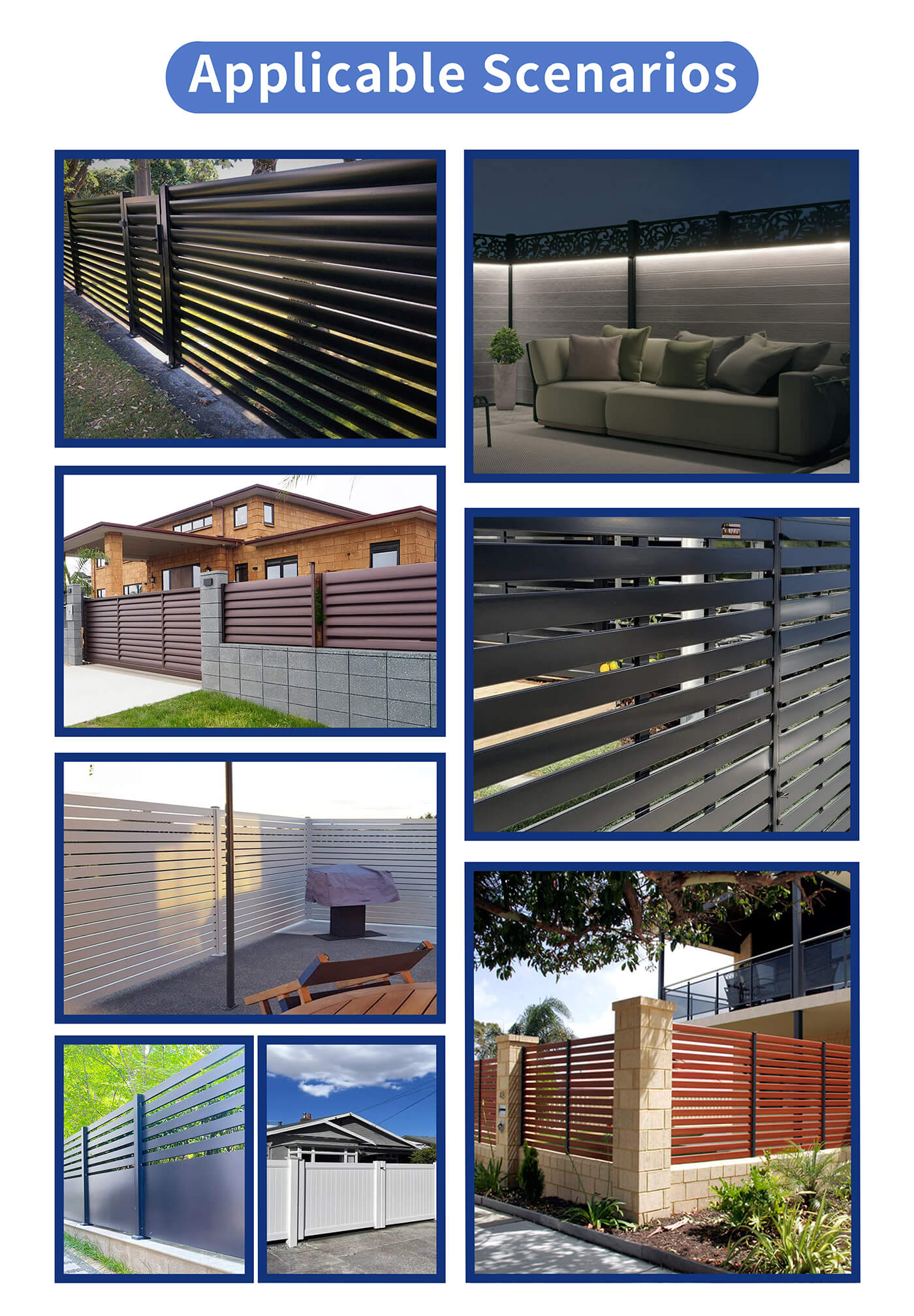 Privacy Fence Modern Aluminum Security High Quality Easily Assembled