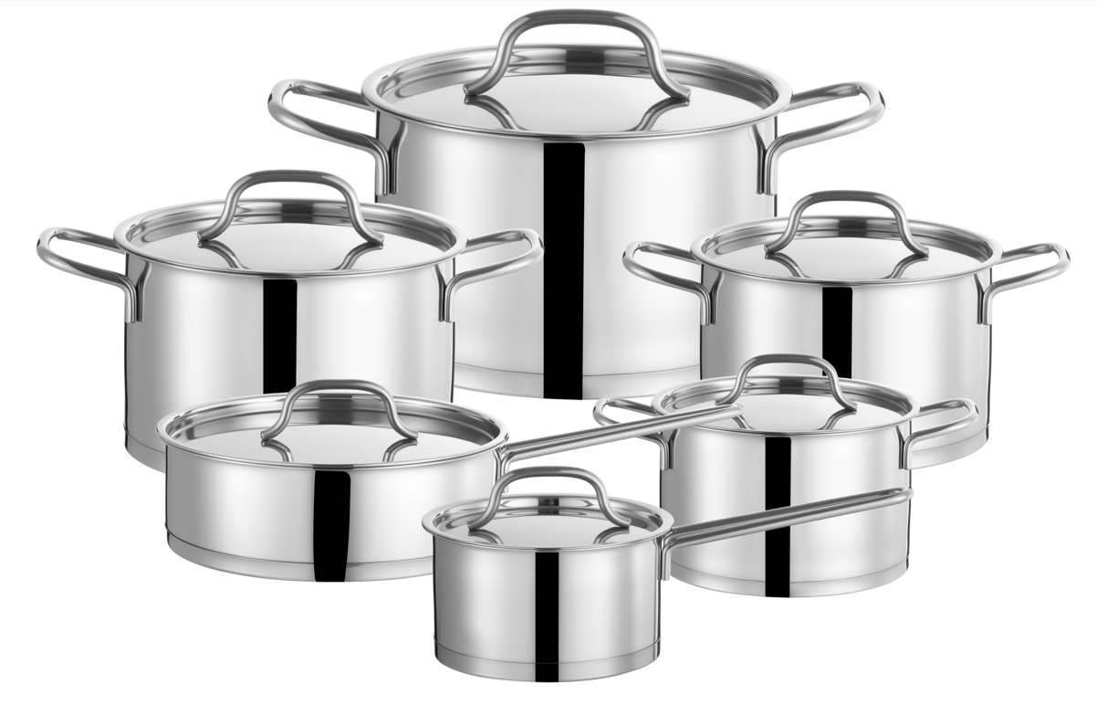 WEIHUA German Straight 12PCS Cookware Set with Solid Bar Handles