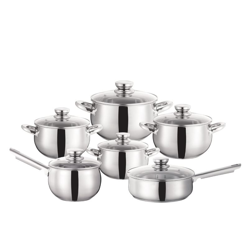WEIHUA Classic Apple Shape 12PCS 3-Ply Belly Cookware Set