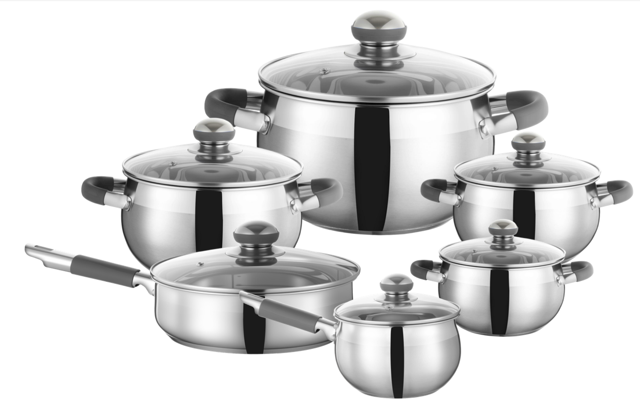 WEIHUA Apple Shape 12PCS Cookware Set with Soft-Touch Silicone Handles