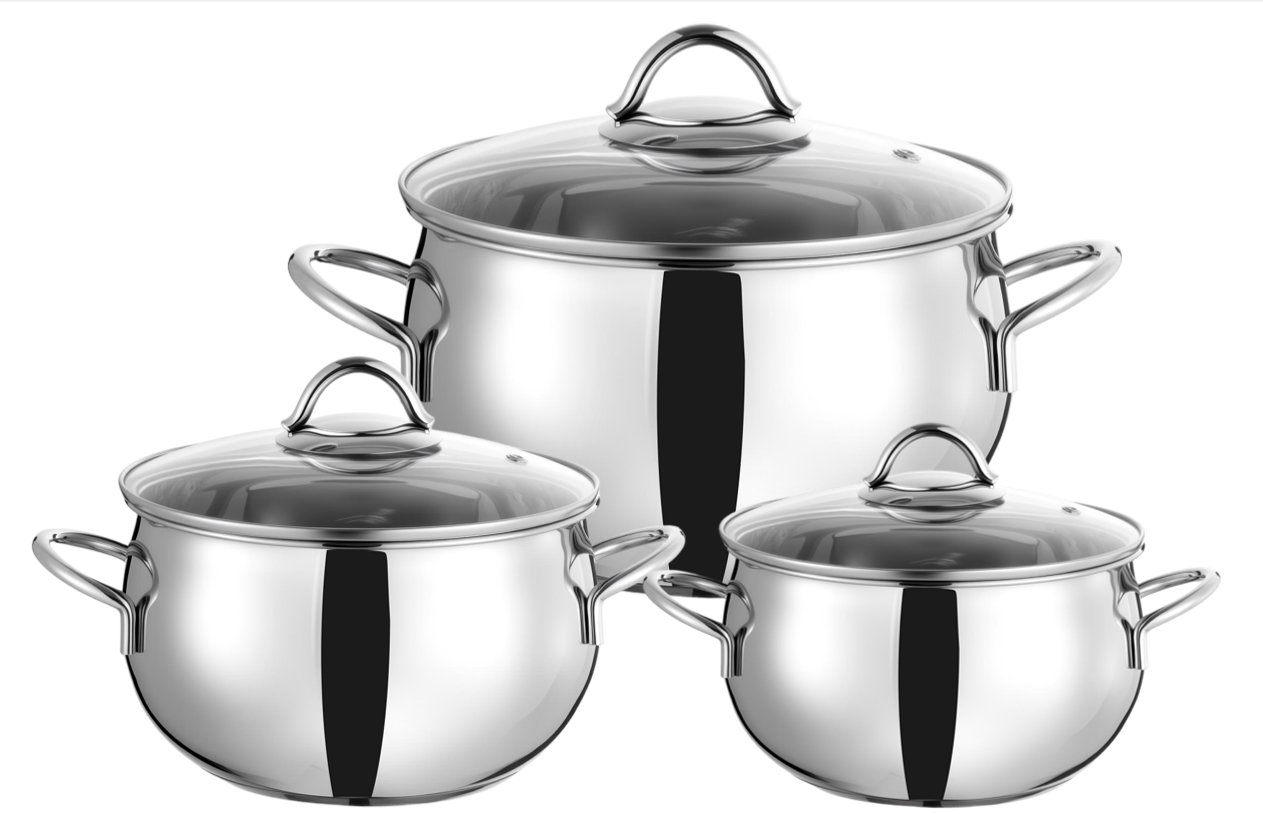 WEIHUA Mirror Polish 6PCS Apple Shape Cookware Set with Solid Handles