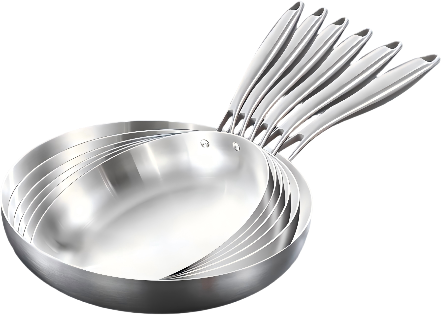 WEIHUA Tri-Ply Stainless Steel Frypan Set 18-32cm with Cast Handles