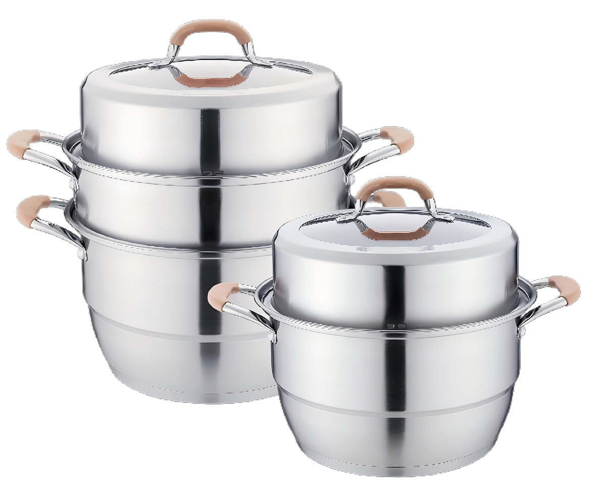 Pentola per cottura a vapore multistrato in acciaio inossidabile WEIHUA 304 con manico in silicone 28-36 cm
