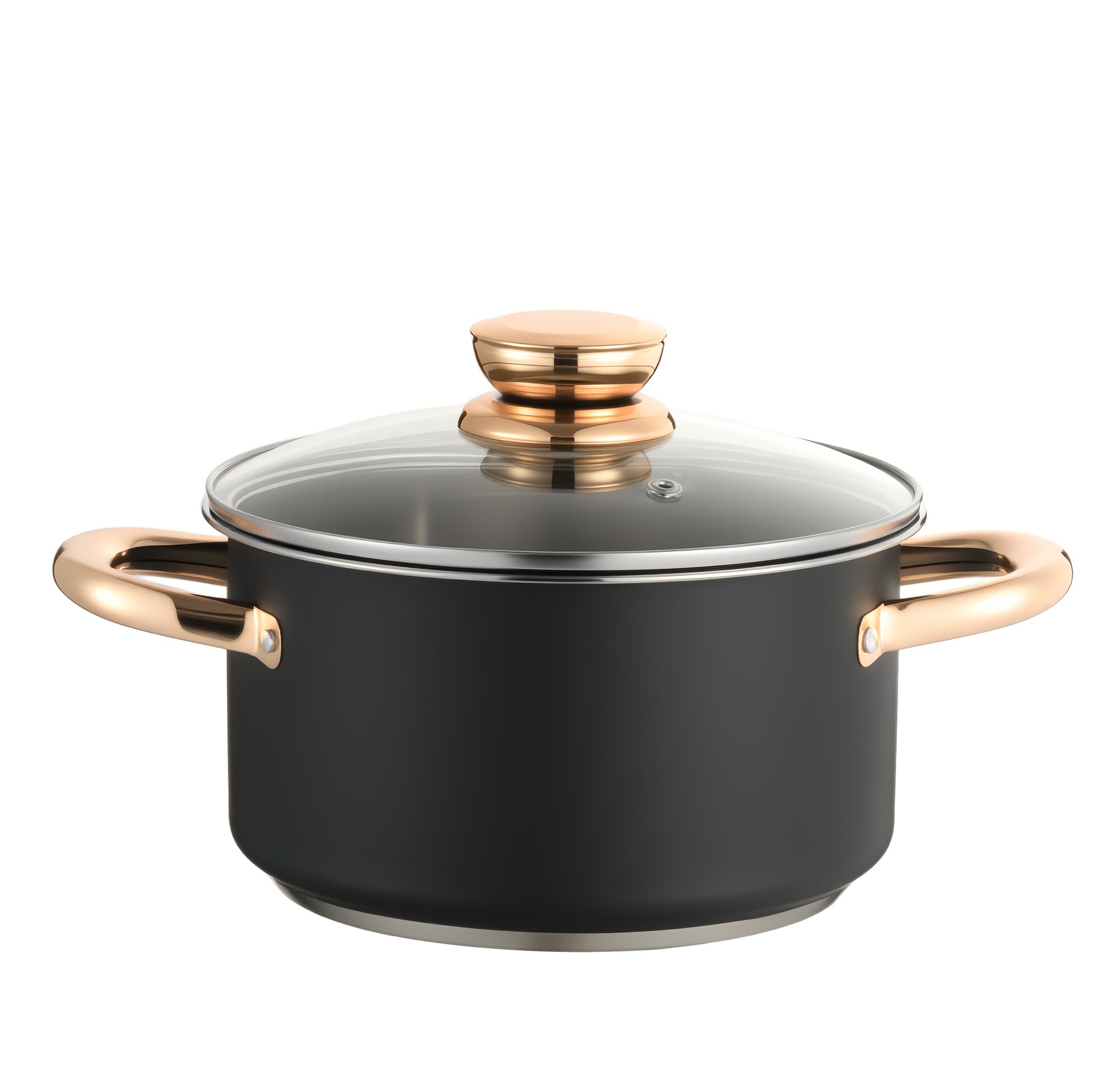 WEIHUA Straight Body Stockpot Rose Gold Handle Glass Lid Set Open Stock Wholesale