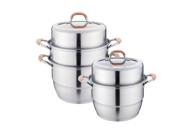 WEIHUA 304 Stainless Steel Multi-Layer Steamer Pot Silicone Handle 28-36cm