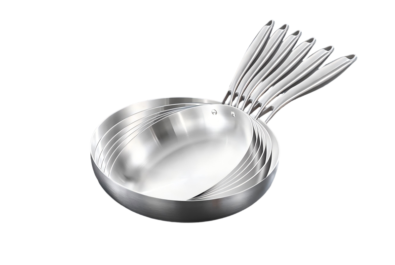 WEIHUA Tri-Ply Stainless Steel Frypan Set 18-32cm with Cast Handles