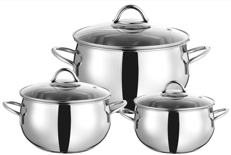 طقم أواني طهي من ويهوا، مصقولة بمرآة، مكون من 6 قطع، على شكل تفاحة، بمقابض متينة