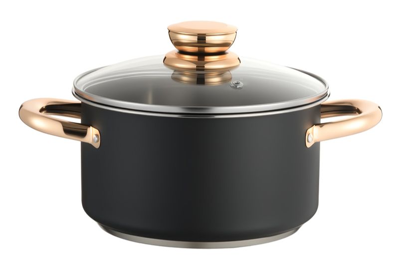 WEIHUA Straight Body Stockpot Rose Gold Handle Glass Lid Set Open Stock Wholesale