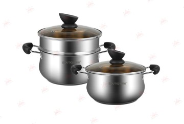 WEIHUA BOUTIQ Stainless Steel Sauce Pan with Multi-layer Base and Glass Lid