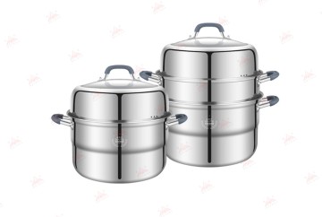 BOUTIQ Multi-layer Stainless Steel Steamer with Athermic Silicon Handles