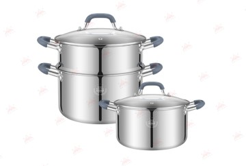 WEIHUA BOUTIQ Multi-layer Stainless Steel Stock Pot with Athermic Silicon Handles