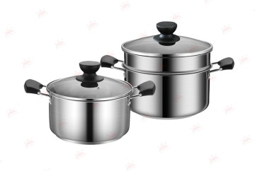 Panci Kaldu Stainless Steel Satu Bagian WEIHUA BOUTIQ dengan Tutup Kaca