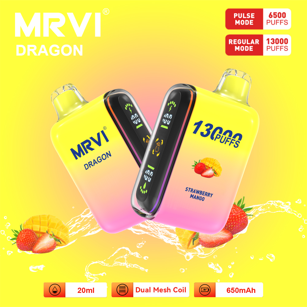 MRVI DRAGON 13000 Puffs With Dual Mesh Coil&Display Screen (10)sng