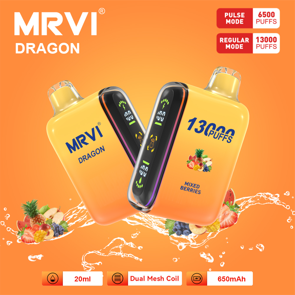 MRVI DRAGON 13000 Puffs With Dual Mesh Coil&Display Screen (9)c6k