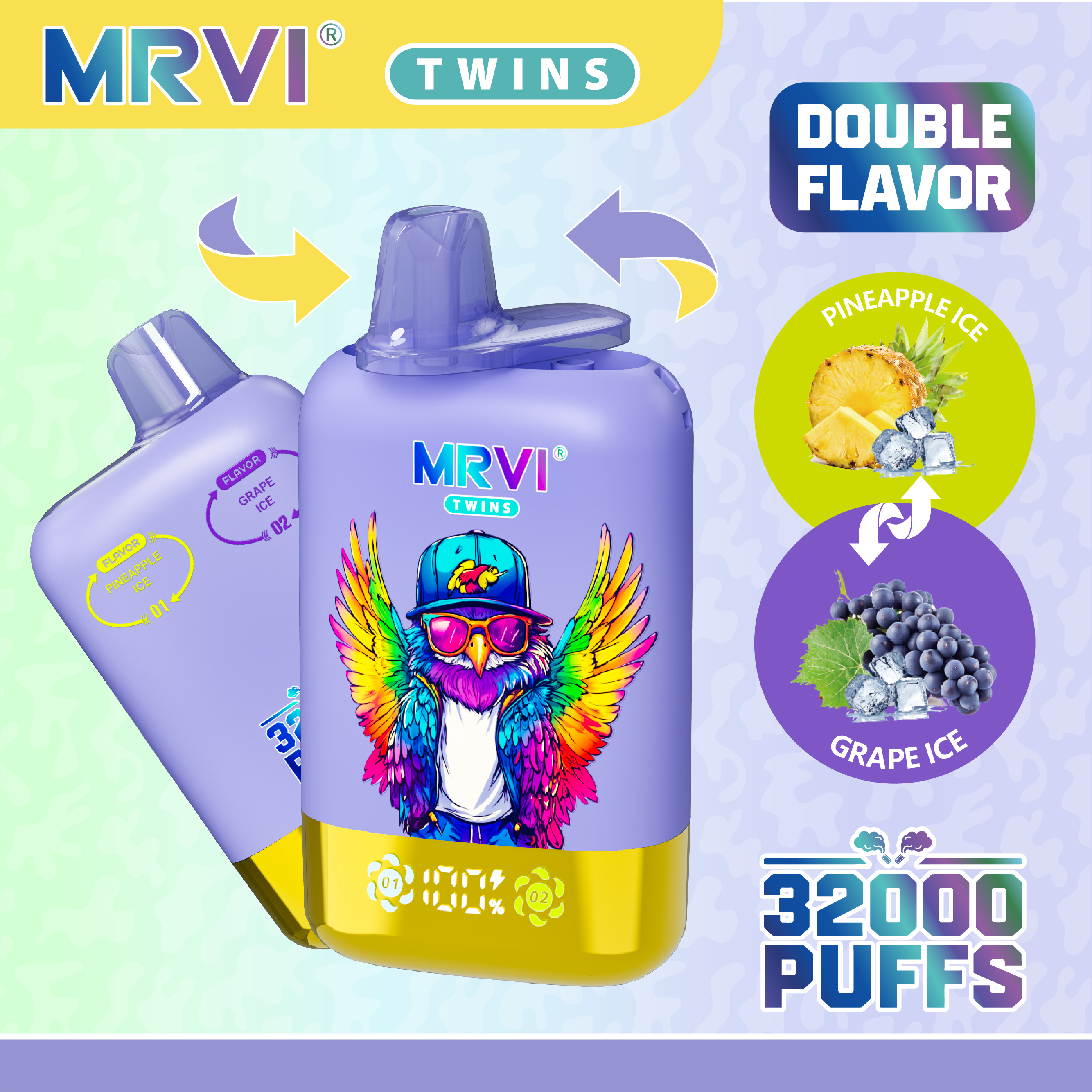 MRVI TWINS 32000 Puffs Dual oil level display & dual flavor