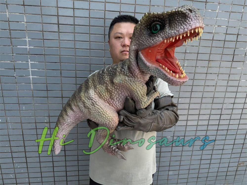 Brown Pink T-Rex Hand Puppet