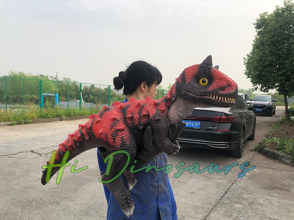 Red Black Carnotaurus Hand Puppet