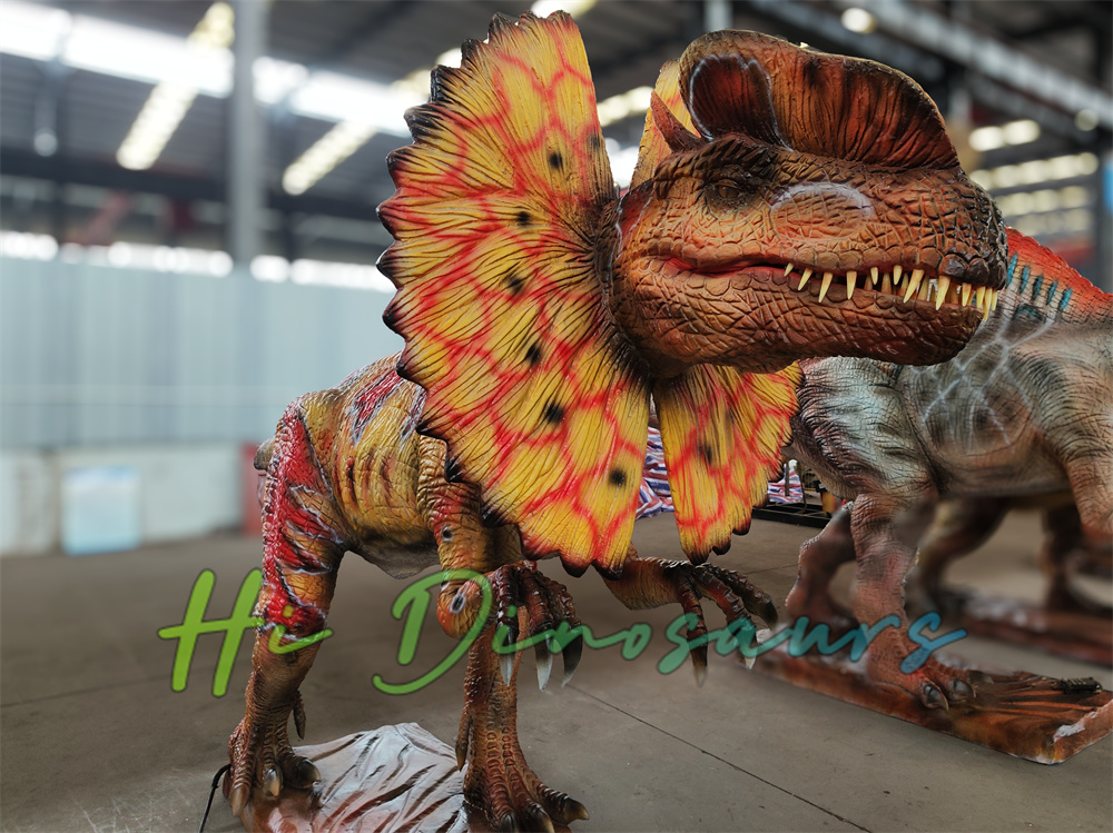 Red Striped Animatronic Dilophosaurus