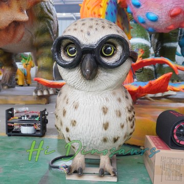 Kartun Burung Hantu Animatronik Interaktif – 75cm dengan Berkelip dan Gerakan Kepala