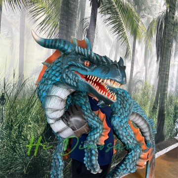 Realistic Blue & Orange Shoulder Dragon Prop – Lifelike p...