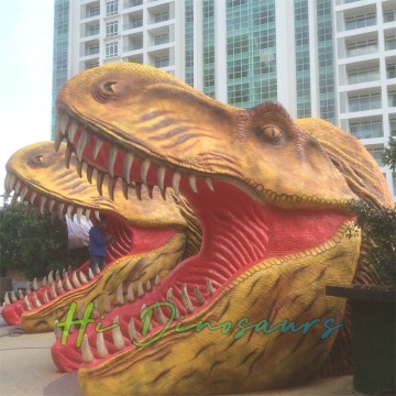 Custom Dinosaur Mouth Statues For Water Park Entrance