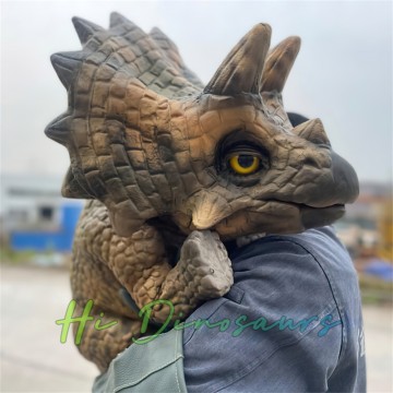 Interactive Brown Jurassic Park Triceratops Puppet for Kids