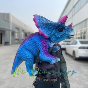 Adorable Blue Triceratops Baby Dino Puppet