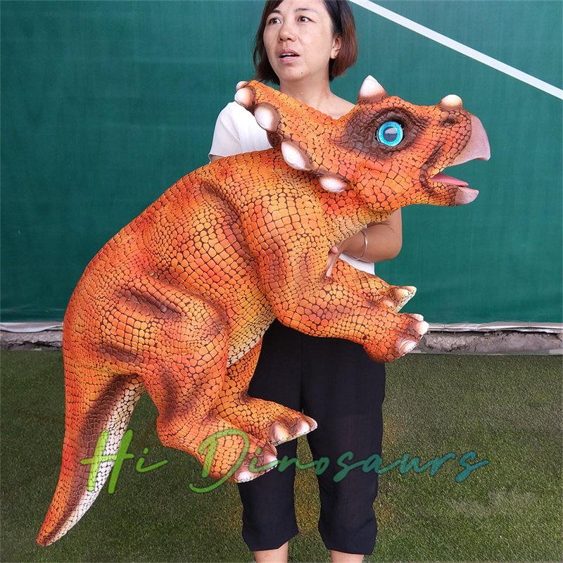 Adorable Orange Baby Triceratops Puppet Toy