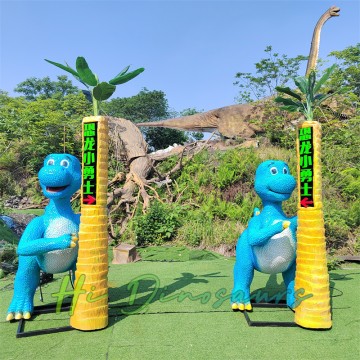 Model Dinosaur Selamat Datang Kartun untuk Pintu Masuk Taman Tema