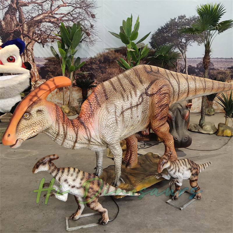 Family of Animatronic Parasaurolophus for Playground Exhi...