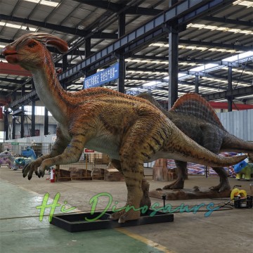 6 m große, animatronische Parasaurolophus-Dinosaurierstatue in Lebensgröße ...