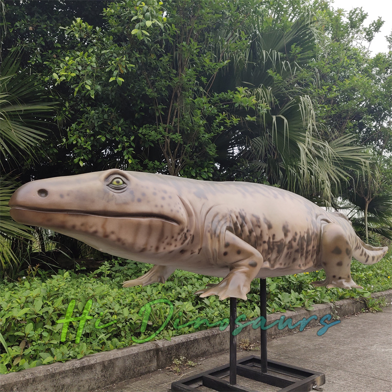 Realistic Life-Size Fiberglass Ichthyostega Statue