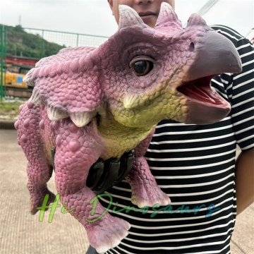 Pink Baby Triceratops Hand Puppet (Kids)